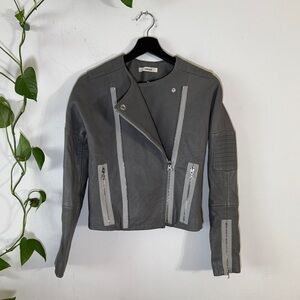 J Brand Lambs Gray Leather Jacket